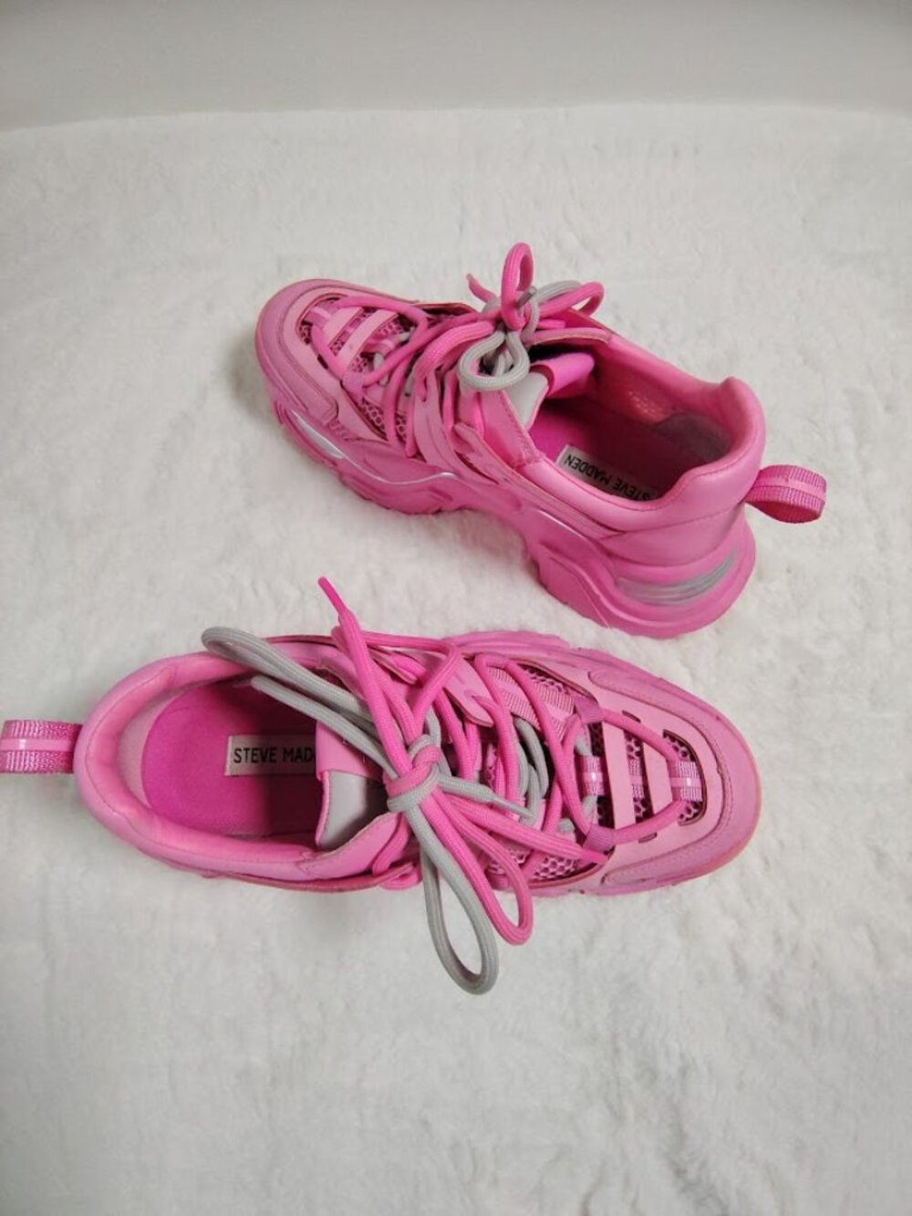Steve Madden Pink/silver  Women's Power Chunky Lace-Up Running Sneake Size 8 - Picture 11 of 13